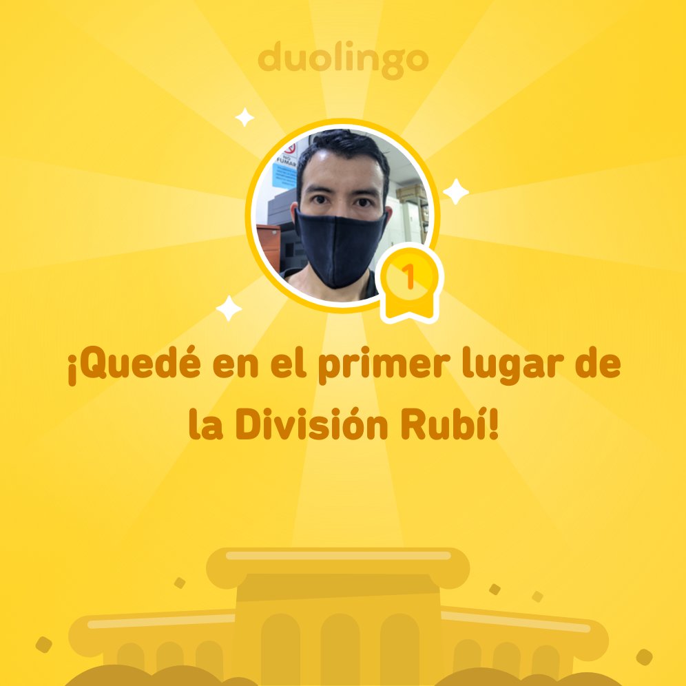 arminmanuelDJ's tweet photo. 👌🏻 ¡Quedé en el primer lugar de la División Rubí en @Duolingo! https://t.co/FkOUaxD3fY