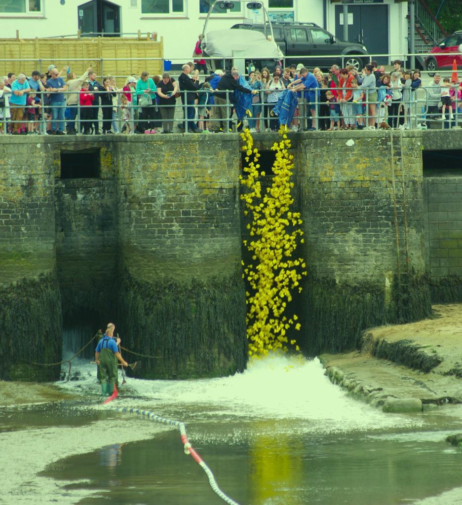 RCSaundersfoot's tweet photo. Sunday morning we set up for a duck race, it could easily of been a washout but locals and visitors supported the event and by 4pm it was a sellout
A huge crowd counted down to the start
Thanks to all who bought a duck and to @sfootharbour  for their support
Pic Steve Duckworth https://t.co/zq2APlwzxy