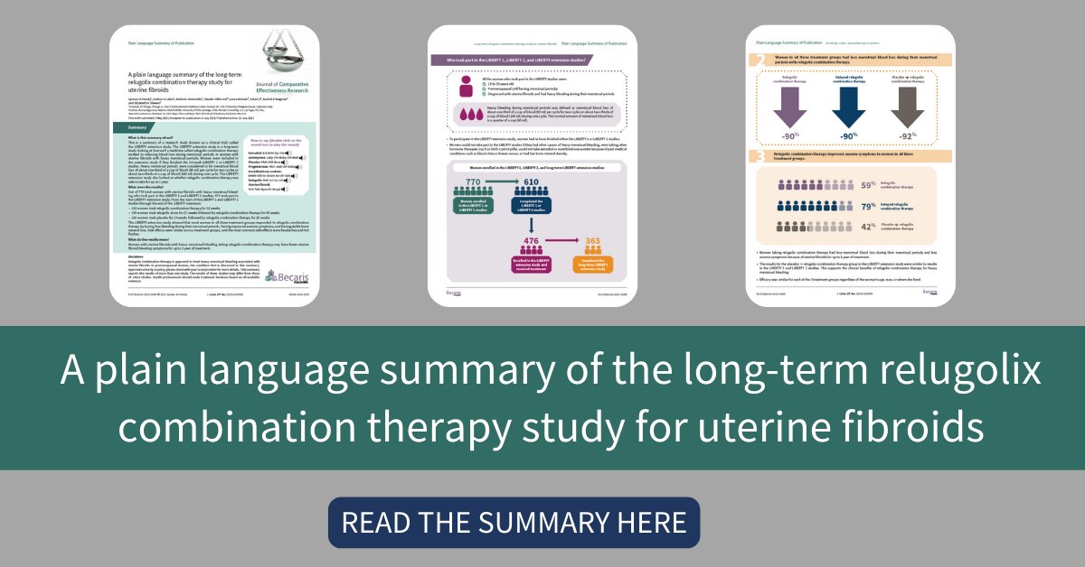 Our latest #PlainLanguageSummary summarizes the results of a study looking at the long-term treatment of uterine fibroids.

Read the summary here &gt;&gt;&gt; becarispublishing.com/doi/10.57264/c… 

#FibroidsAwarenessMonth #UterineFibroidsAwarenessMonth