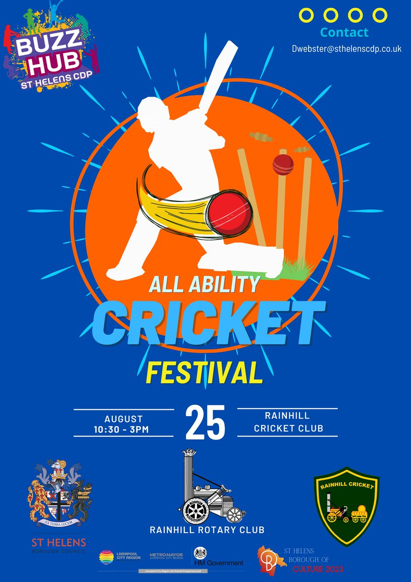 Buzz Hub Are Back At It With Another Festival!🥳

This Time Round, We're Gathering All Ability Teams To Come and Celebrate The Wonderful Game Of Cricket!🏏

Pop Down To Rainhill Cricket Club on Friday 25th August To Show Your Support 👏
