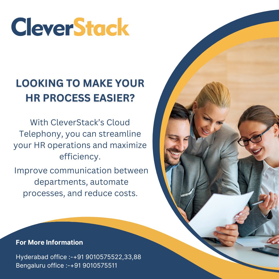 clever_stack's tweet image. End to End HR Solution Are you in dire need of managing and streamlining your HR requirements? Consider outsourcing to an efficient HR Partner who can handle it as.
cleverstack.in
Hyderabad office :-+91 9010575522,33,88 | Bengaluru office :-+91 9010575511
#Humanresource