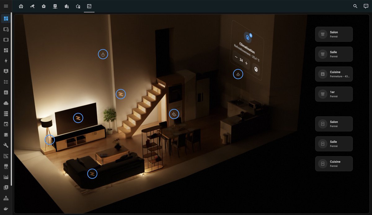 PAPAMICA__'s tweet image. ET VOILÀ !! Le Dashboard 3D avec Home Assistant et ma modélisation 3D est fonctionnel !! 

Oui, l’image est interactive et dynamique.

Non, pas de tuto prévu pour le moment.

Oui le code est déjà en partie dispo sur mon GitHub.