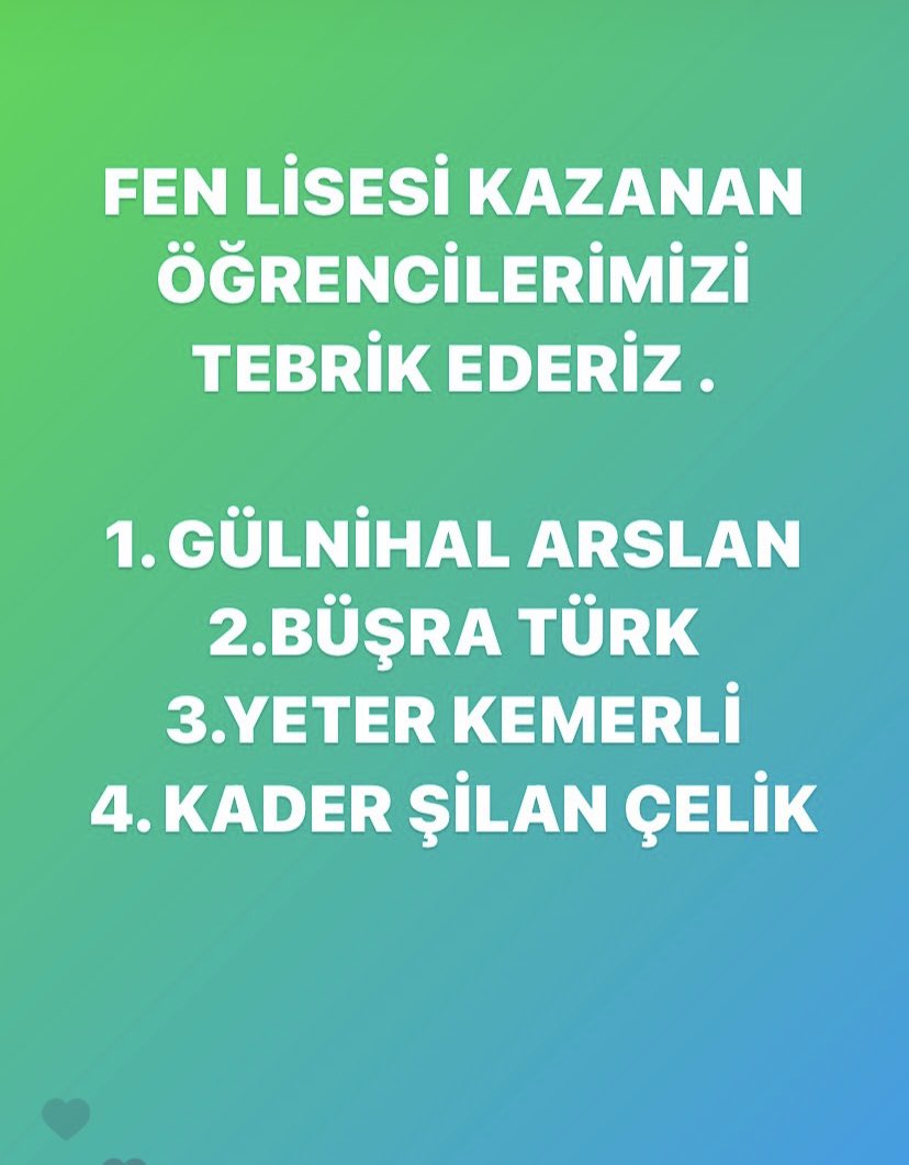 Fen Lisesi kazanan öğrencilerimizi tebrik ederiz 🤗 
<a href="/Diyarbakirmem/">Diyarbakır İl Millî Eğitim Müdürlüğü</a> 
<a href="/CermikMEM/">Çermik Milli Eğitim Müdürlüğü</a> 
<a href="/muratbozdogan21/">Bozdoğan Murat</a>