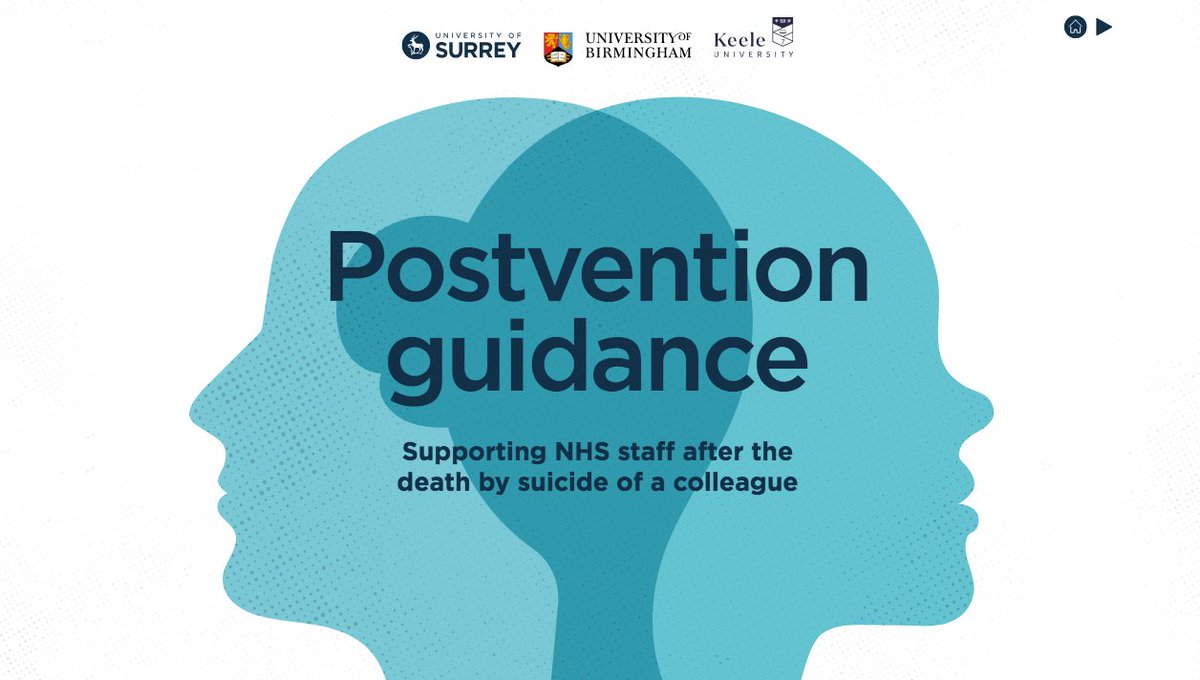 Our evidence-based #postvention guidance for #NHS staff following a colleague death by suicide will be available from 12.00 noon Tuesday 25th July. Watch this space.