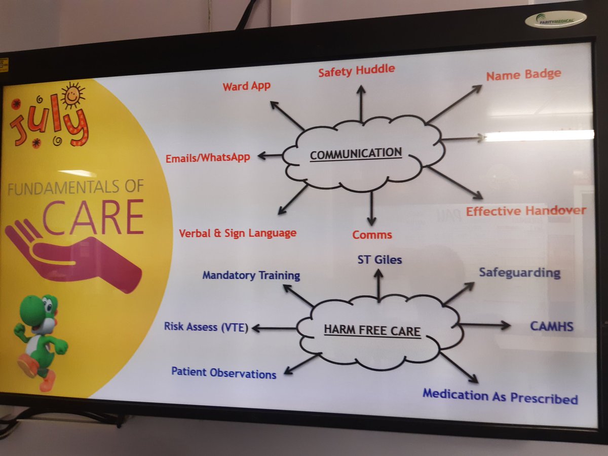 EssieLi2020's tweet image. Caring &amp;amp; informative digital comms  screen on Lyndon Ground paeds assessment unit @SWBHnhs for staff, patients &amp;amp; families. You'll need to have a look to find out how good it is. Very well done Nash, Kieran &amp;amp; Team Lyndon Ground #fundamentalsofcare 👍❤🎊