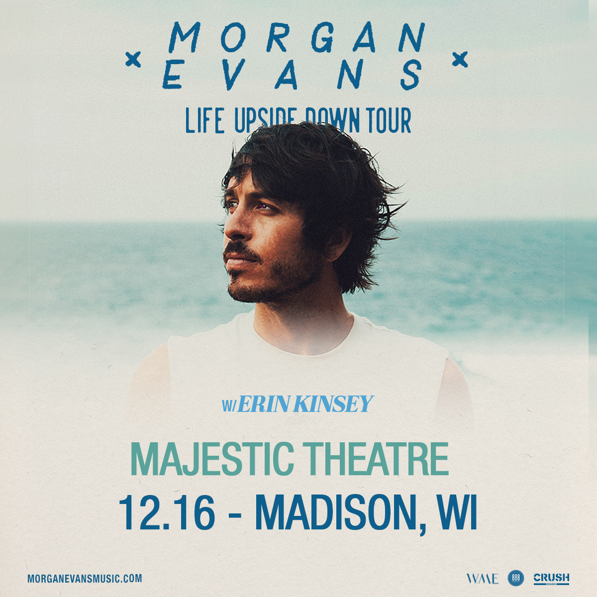 JUST ANNOUNCED! @Morgan_Evans brings his 𝑳𝒊𝒇𝒆 𝑼𝒑𝒔𝒊𝒅𝒆 𝑫𝒐𝒘𝒏 𝑻𝒐𝒖𝒓 to Madison on 12/16 with @ErinKinseyTX ✨ Snag tix early using code 𝗨𝗽𝘀𝗶𝗱𝗲𝗗𝗼𝘄𝗻 tomorrow at 10AM! On sale Thursday at 11AM @ bit.ly/MorganEvansMad… 🎟