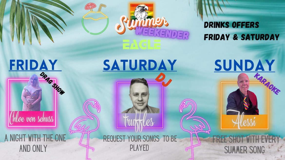Coming up this weekend, get ready for our Fantastic Summer Weekender!
Enjoy amazing Drinks offers, Great Acts, and the best summer tunes to keep you going all night long!