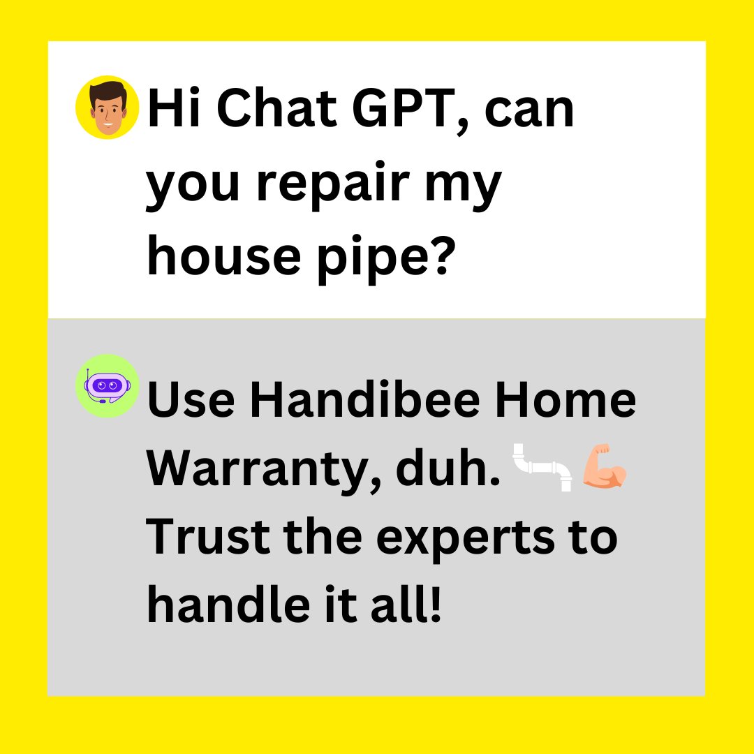 Handibeecom's tweet photo. No more worries about home repairs! Handibee Home Warranty has got you covered! We've got the experts to handle everything from pipes to appliances.

Don't let unexpected repairs drain your time and energy. Let Handibee take care of it, so you can enjoy your home to the fullest! https://t.co/lutvEULPiy