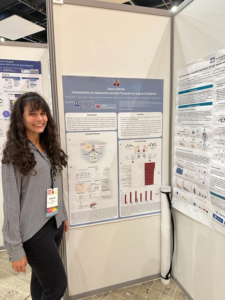 Poster 54: Wondering what your gene of interest does in #disease? Simonida will present how to infer functional roles of individual genes, by a novel statistical approach to exploit RNA co-expression. @BrandesLab @Ralf_P_Brandes @tim_warwick @dzhk_germany #ISMBECCB2023 3/4