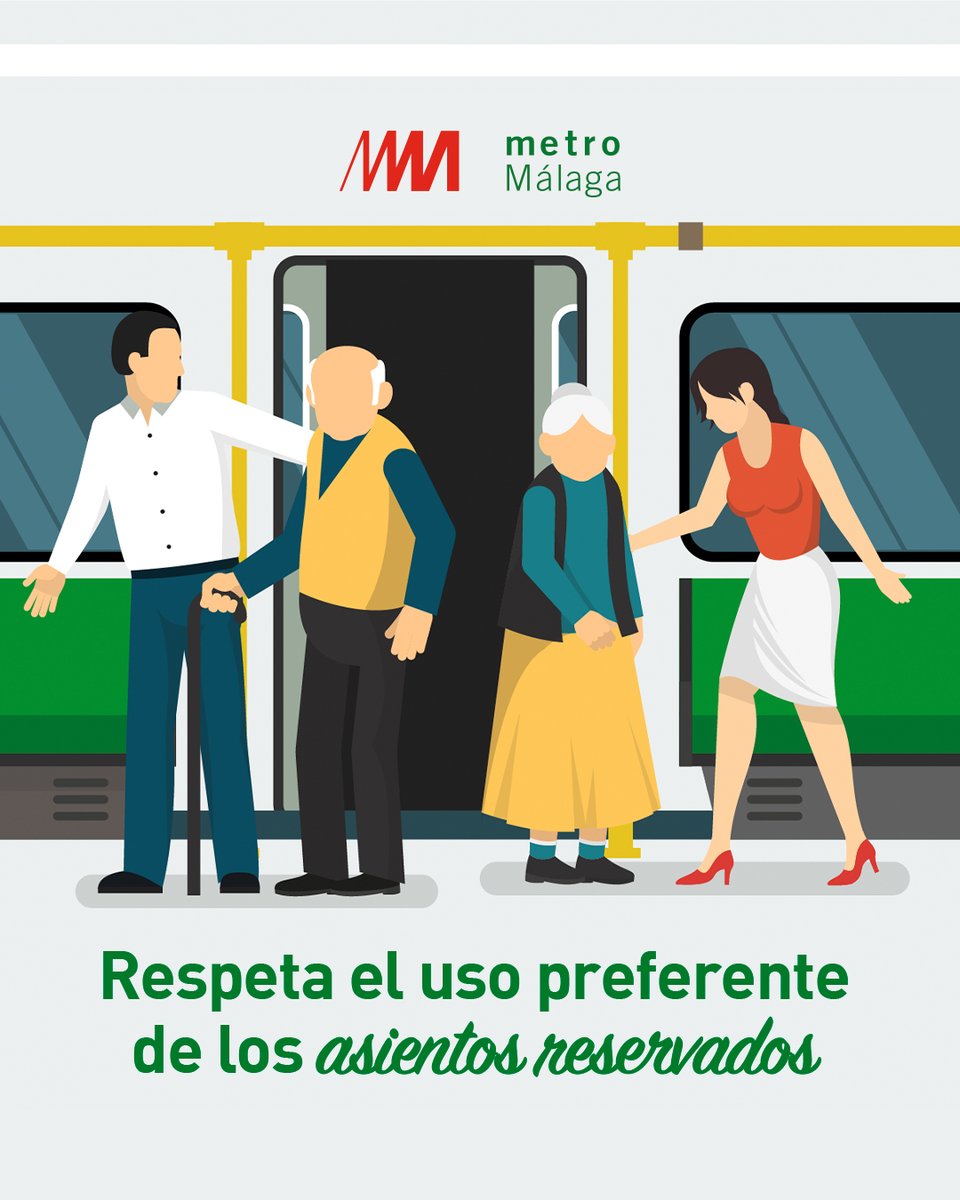 En todas nuestras unidades, la comodidad y accesibilidad son una prioridad. 🚇 Contamos con asientos de uso preferente destinados a personas con movilidad reducida, ancianos y mujeres embarazadas, entre otros. ❗ #metromálaga #metrodemálaga #metro #málaga #transportesostenible