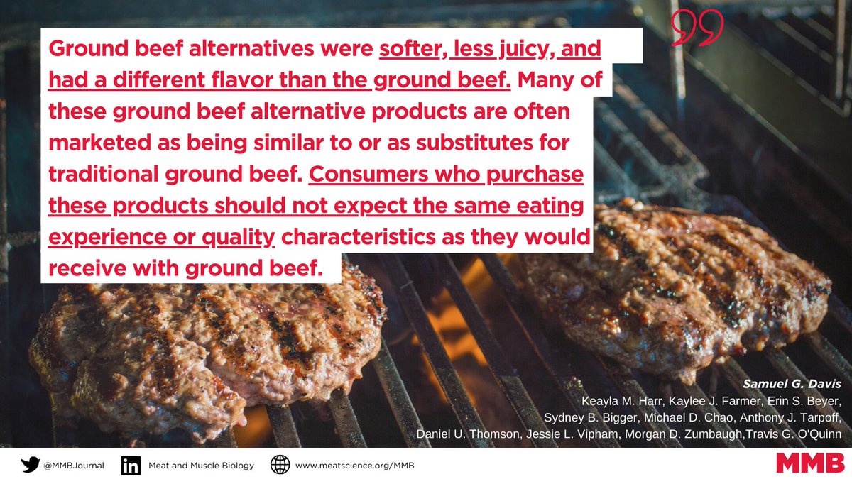 🥩Curious about #Beef vs. #plantbased alternatives?Explore this @KState's research and learn from the experts on #MeatScience! Read more: doi.org/10.22175/mmb.1… #Research #AltMeat #FoodScience #Quality
