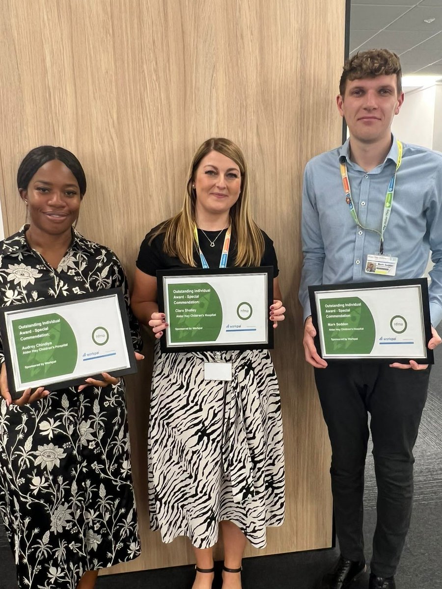AlderHeyFinance's tweet photo. A huge appreciation post for Clare Shelley, Mark Seddon and Audrey Chindiya who were nominated for the @hfma outstanding individual awards. They were awarded special commendations for their work within AH, they truly are superstars within our team #AHfinance https://t.co/7FzTsUVqTL