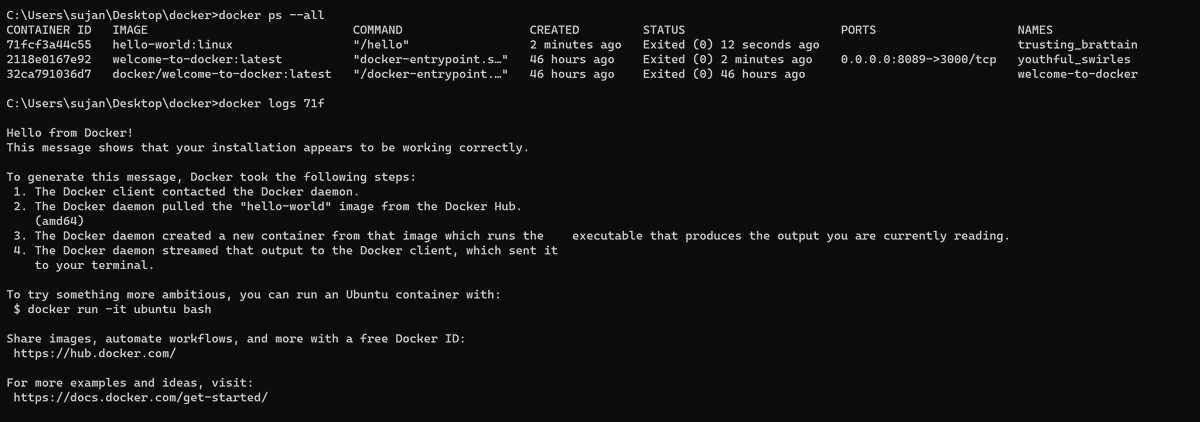 SButang's tweet photo. Day 54 of #60DaysOfLearningWithLeapfrog
Got infected with Dengue, couldn't post yesterday. Continued learning docker today. Learnt docker CLI and few of the commands like docker container create, docker ps, docker logs and docker container start.
#LearningWithLeapfrog 
#LSPPD54 https://t.co/Jfjpnepn38