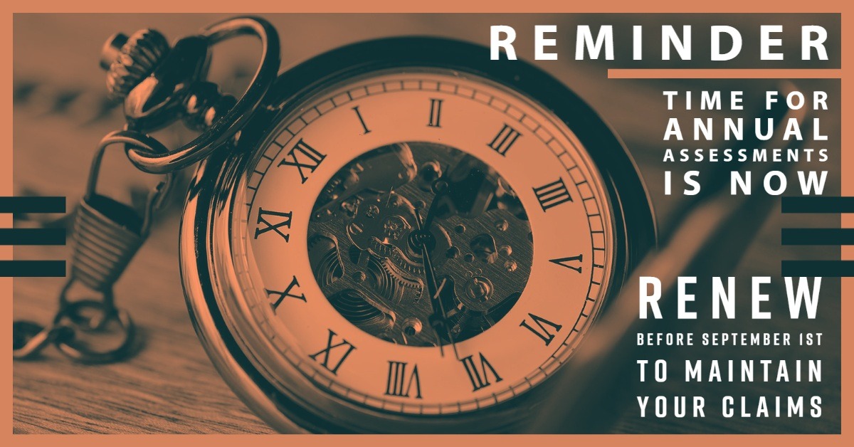goldrushmines's tweet photo. REMINDER!! It's Time for Annual Assessments! https://t.co/AYWzMCvVYs