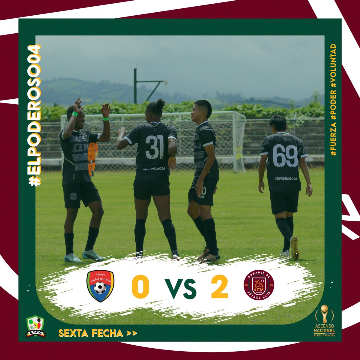 04DunamisFC's tweet photo. El CM 😅 se quedó sin datos ayer…
Pero este fue nuestro resultado, seguimos firmes en el objetivo paso a paso 💪🏽
VAMOS EL PODEROSO 04 🔥🇲🇱
•
•
•
#elpoderoso04 #fuerza #poder #voluntad #d04fc #dunamis04 #carchi #tulcan #ascensoecuador #rumboaprimera #futbol #ecuador https://t.co/JcWD8xPuot