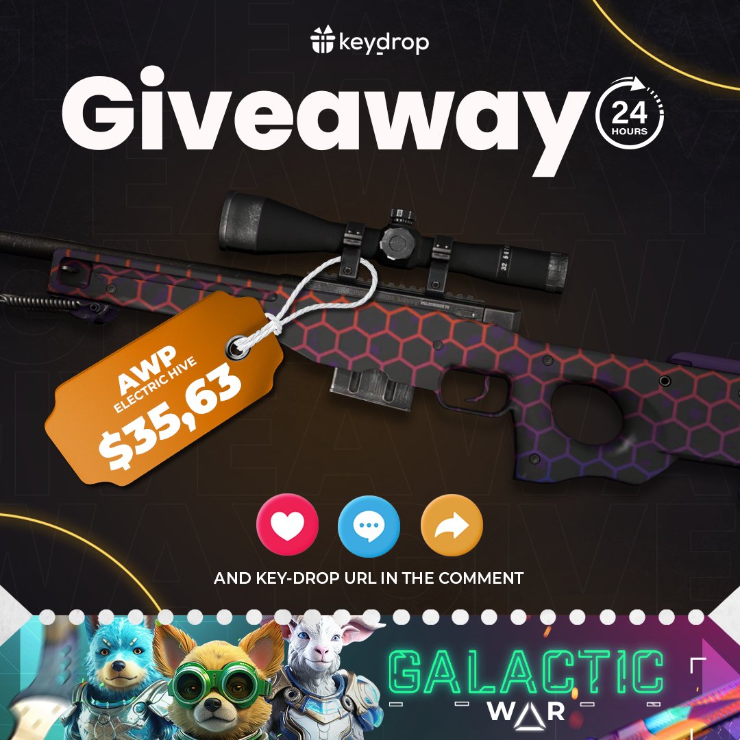 Giveaway on AWP | Electric Hive 🎁 👊 Just leave ❤️ under the post! 🤝 Follow us! 🔁 Retweet! ⏰ Wait 24 hours! #freeskins #csgoskinsgiveaway #csgoskinsfree #giveaway #airdrop #csgocases #csgocase #csgocommunity #csgoesport #skins #csgoskins #keydrop #keydropcom