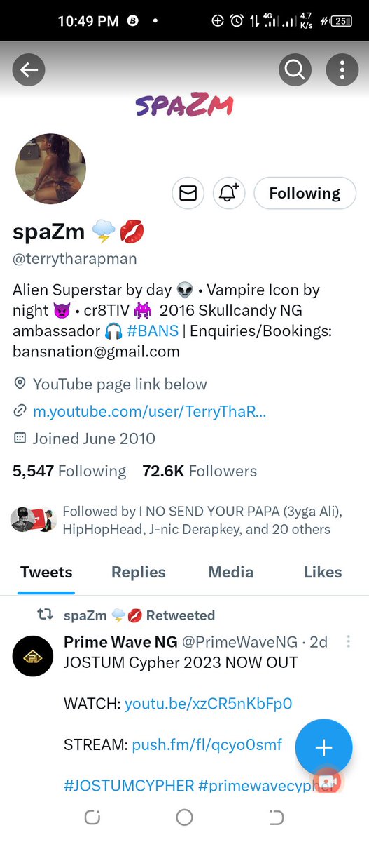 PrimeWaveNG's tweet photo. Did you know?
Lord TR, the legendary Terry Tha Rapman followed back after watching JOSTUM Cypher?
Real recognize real ✌️
Available on @freshdebut_ng
https://t.co/bnQyhLoZmV
Video: https://t.co/UeiwTTnnb7
#JOSTUMCYPHER #primewavecypher #benuetotheworld #primewave #cypher https://t.co/e4Poljw34x