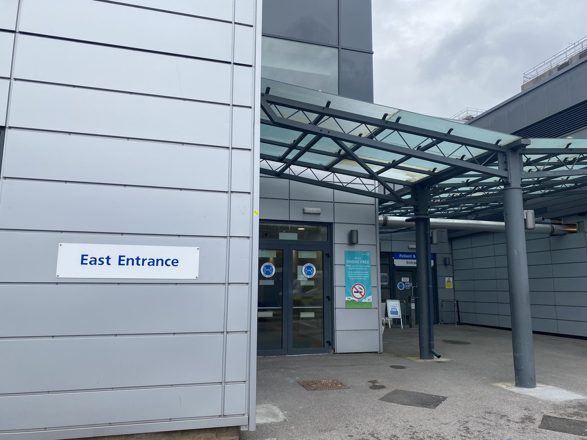 PHU_NHS's tweet photo. From today until Friday 4 August, there will be reduced access through the East Entrance at QA Hospital, as part of building work to install a bridge connecting the new Emergency Department to the main hospital. https://t.co/9Fy8jGISnK