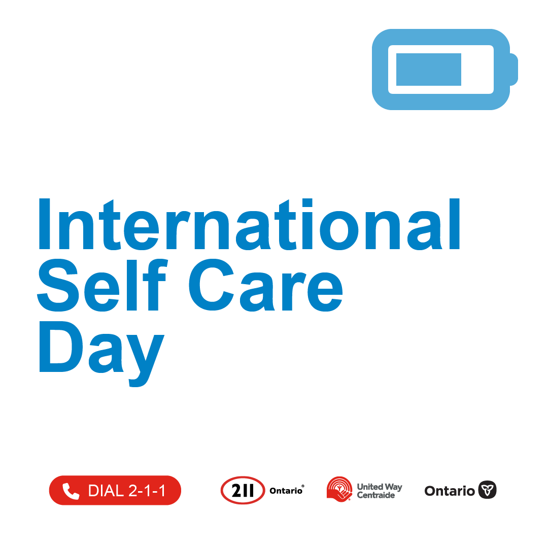 Today is #InternationalSelfCareDay. Did you know community and social services can support your wellbeing with a wide variety of programs that support your needs and interests? 

Dial 2-1-1 for referrals to community support programs in your area.