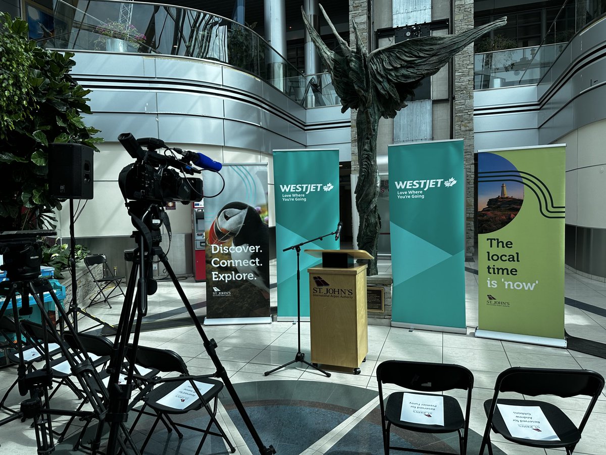 EddieSheerr's tweet photo. Not sure what ⁦@WestJet⁩ and ⁦@stjohnsairport⁩ are about announce with respect to flights, but I sure am curious. https://t.co/4pHiAhGb2x