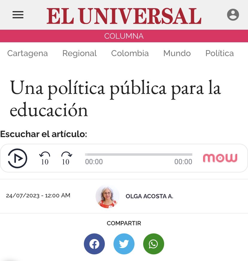 seceducacionctg's tweet photo. ❇️En su columna de opinión, “Una política pública para la educación”, nuestra secretaria de Educación Distrital, @Olgaelvira , resalta la importancia de este histórico paso en materia educativa. Lea la columna completa aquí 👇🏼:
https://t.co/f4HkQxxm4q https://t.co/Xmg0LRexkR