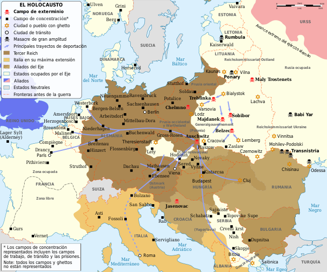 RestaurandoDign's tweet photo. (Hay quien considera Maly Trostenets y Jasenovac también, pero en la mayoría de sitios se cuentan esos 6. En este mapa sí que aparecen).

Auschwitz y Majdanek eran campos con varias funciones. Auschwitz era campo de exterminio masivo, pero también de concentración y trabajo. https://t.co/nUXeYUhhXg