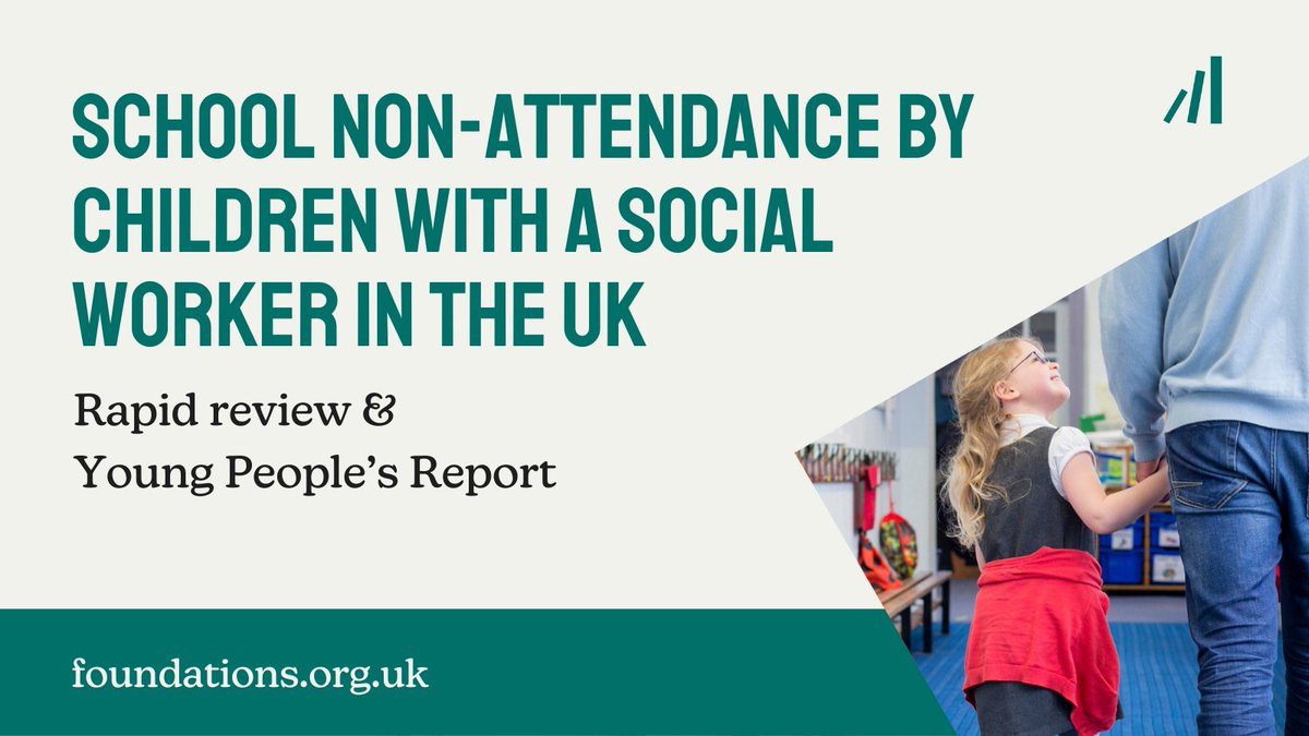 Out today 📑 A rapid review on school non-attendance of children with a social worker in the UK,  looking at extent, risk factors &amp; interventions, and a report produced by young peoplie with their responses &amp; reflections on the findings.

Find out more: foundations.org.uk/our-work/repor…