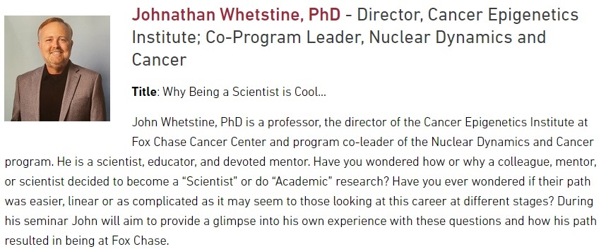 Amanda Purdy, PhD (@drpurdyspeaks) on Twitter photo Others journeys can be informative in our own decision-making. If ur wondering how to get on the "sciencey" path, join me on today (7/24) at 12 PM ET to learn about John Whetstine's story and why "being a scientist is cool"! Register: lnkd.in/e8xmCDb
<a href="/WhetstineLab/">Whetstine Lab</a> Others journeys can be informative in our own decision-making. If ur wondering how to get on the "sciencey" path, join me on today (7/24) at 12 PM ET to learn about John Whetstine's story and why "being a scientist is cool"! Register: lnkd.in/e8xmCDb
<a href="/WhetstineLab/">Whetstine Lab</a>