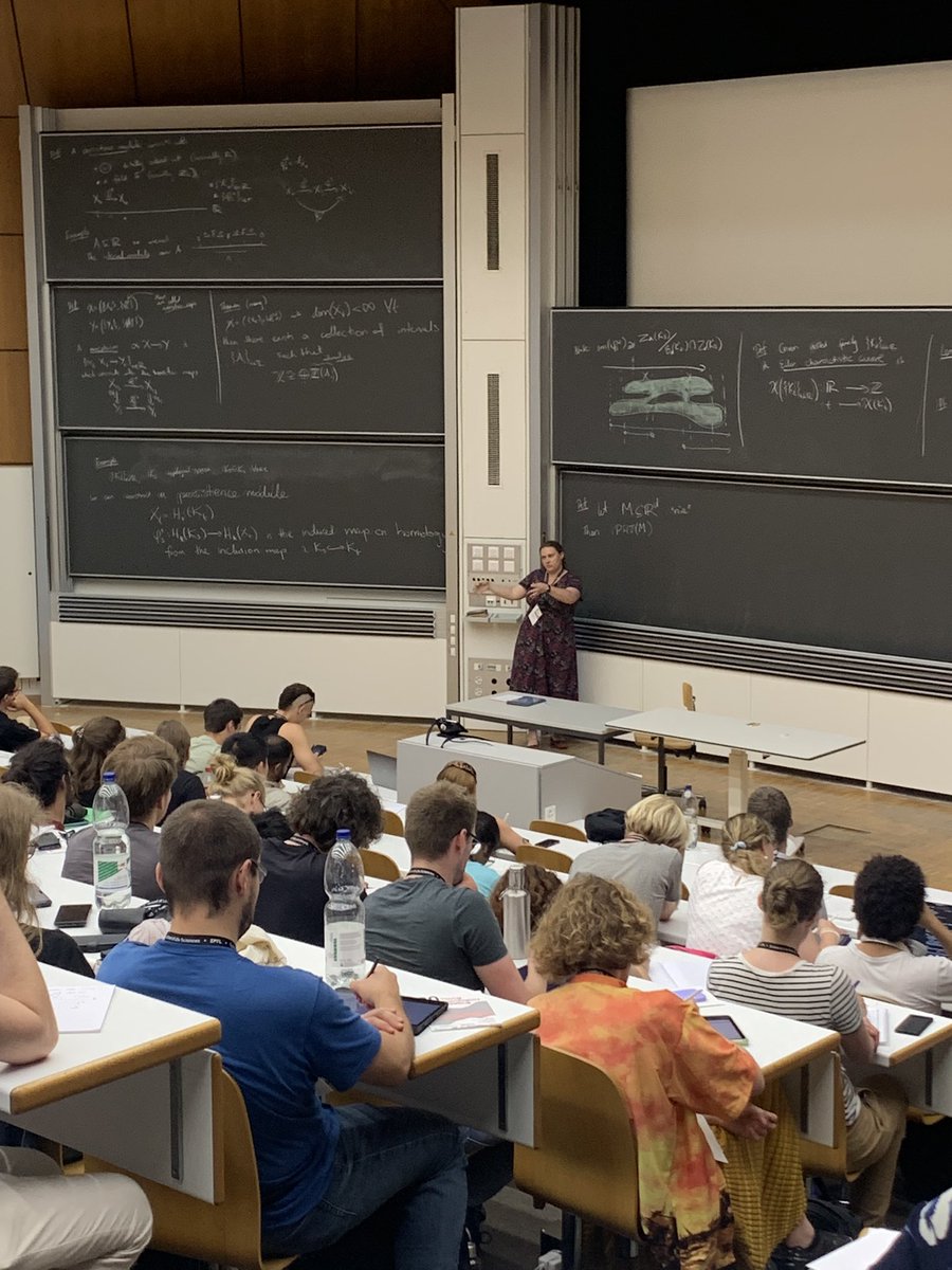 schnpatr's tweet photo. The first day of @Ytm2023 started great, with a very interesting lecture by @DrKateTurner on persistent homology transforms and Euler calculus. https://t.co/prWpPTeOfL
