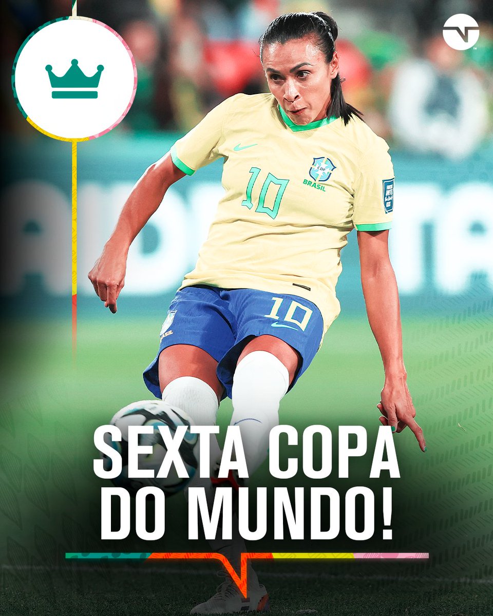 TNTSportsBR's tweet photo. 🇺🇸 2003
🇨🇳 2007
🇩🇪 2011
🇨🇦 2015
🇫🇷 2019
🇦🇺🇳🇿 2023

QUE FELICIDADE PODER ACOMPANHAR SEU REINADO, RAINHA MARTA! 👑🇧🇷💛 O Brasil te ama! #SeleçãoBrasileira #TNTSportsComElas https://t.co/zPL0HXOVnF