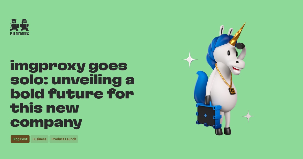 evilmartians's tweet photo. Exhilarating news: @imgproxy_net, the hyper-fast, secure image processing tool, has gone solo! The Evil Martians product has launched as a new company—with rising metrics and secured funding. In this post, the team shares future plans and features. 

https://t.co/7UMdnJMVWI https://t.co/bZbLPwnxLF