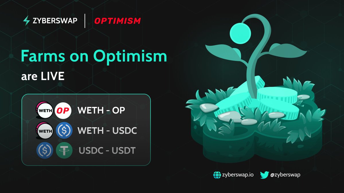 Zyberswap - 🧠 Automated Liquidity (@zyberswap) on Twitter photo 💎 #V3 Farms on @optimismFND are LIVE 💎
1️⃣ Switch to #Optimism: app.zyberswap.io
2️⃣ Add Liquidity: app.zyberswap.io/exchange/pool/…
3️⃣ Start Farming: app.zyberswap.io/farm/v3
Powered by <a href="/CryptoAlgebra/">Algebra DEX Engine V4</a> 🔥 💎 #V3 Farms on @optimismFND are LIVE 💎
1️⃣ Switch to #Optimism: app.zyberswap.io
2️⃣ Add Liquidity: app.zyberswap.io/exchange/pool/…
3️⃣ Start Farming: app.zyberswap.io/farm/v3
Powered by <a href="/CryptoAlgebra/">Algebra DEX Engine V4</a> 🔥