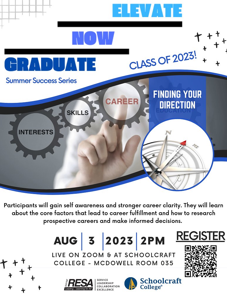 Struggling to find your career direction or know someone who is? 

Join us on the campus of Schoolcraft College or on Zoom next Thursday and walk out with the knowledge tools and resources to make informed career decisions! 

#careerclarity #careerdevelopment #waynecounty