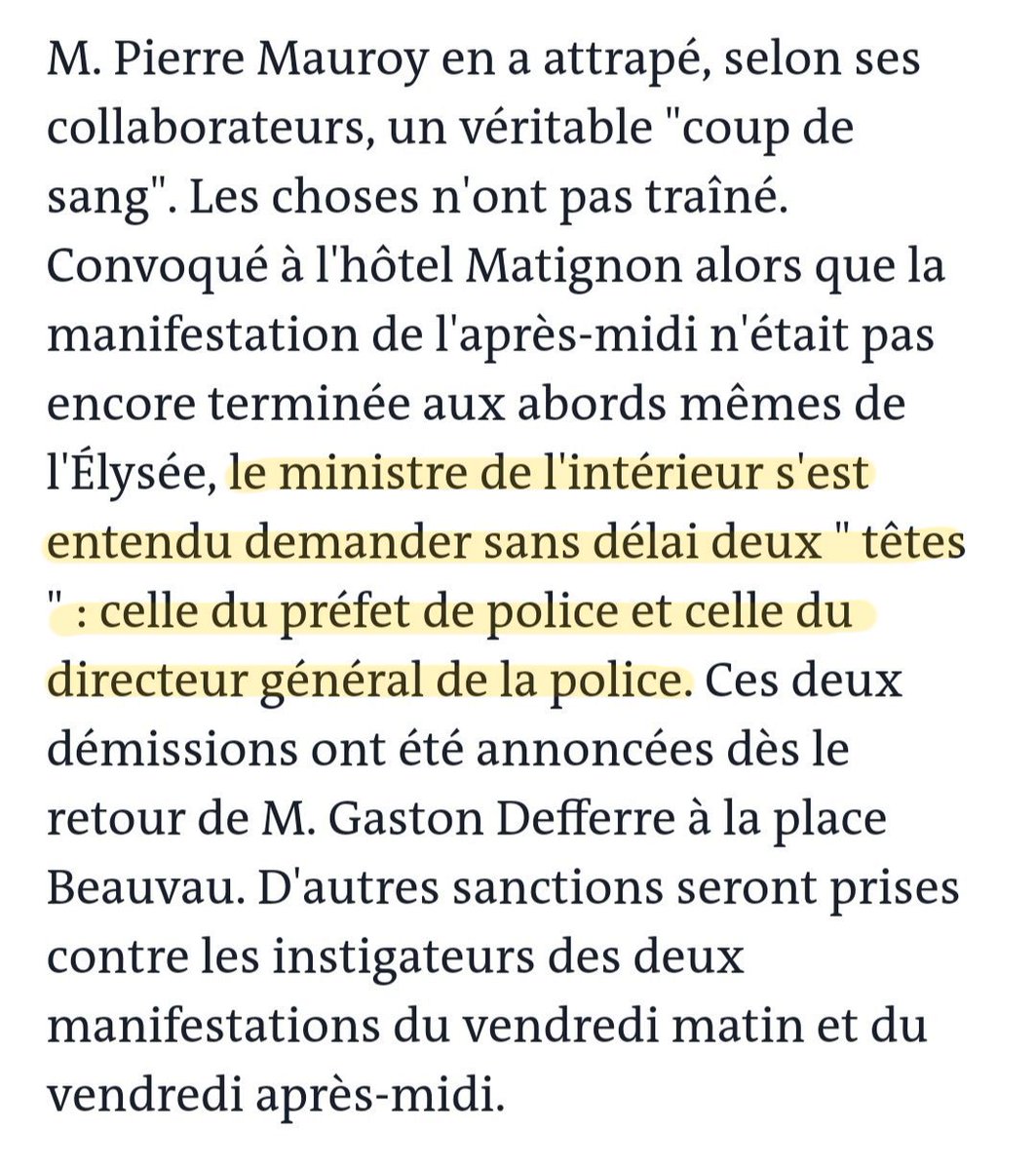 MrPropagande's tweet image. Juin 1983 : les syndicats de police manifestent contre le « le laxisme » de la justice. Le jour même, le premier ministre de l'époque demande au ministre de l'Intérieur les démissions du préfet de police de Paris et du directeur général de la police nationale.