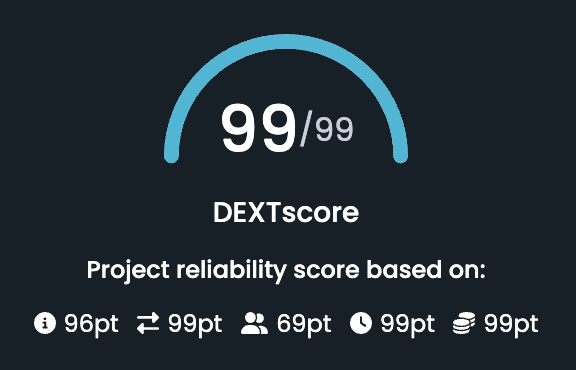 Ethcoin_erc20's tweet photo. DEX score reach 99. https://t.co/WaMKASCqsA
