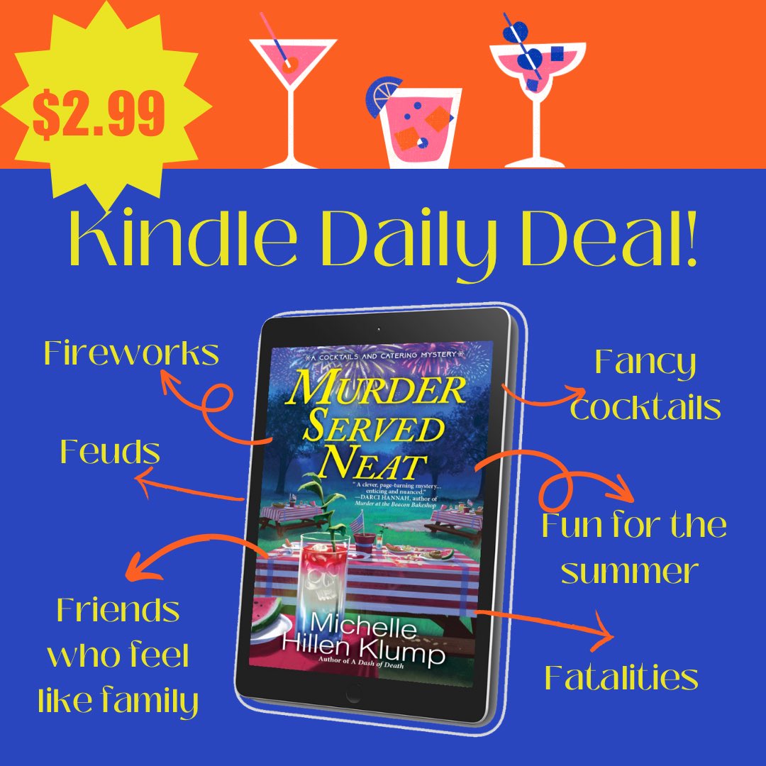 Today only, Murder Served Neat is a Kindle Daily Deal! #cozy #cozymystery #BookTwitter #booksale #mystery amazon.com/Murder-Served-…
