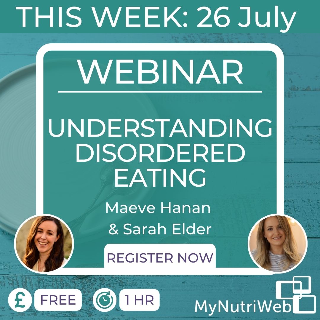Time for CPD this week?💭 ✨ 

Understanding Disordered Eating🧠 

😎 Looking forward to being joined by RD Meave Hanan &amp; RD Sarah Elder💃 

Register free➡️ : bit.ly/43MJdF0

<a href="/AfN_UK_/">AfN</a> endorsed CPD✔️