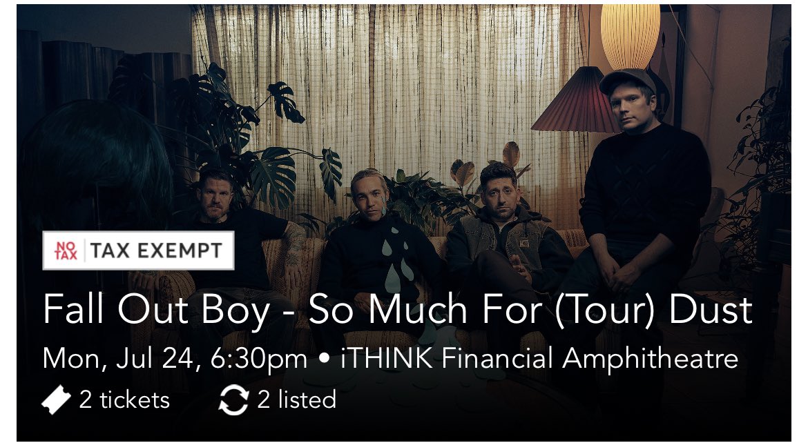 Reducing to $120 a ticket! Please help rt to reach @Falloutboy fans