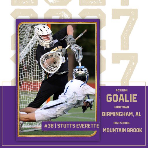 Next up in the class of 2027 is Goalie Stutts Everette! Stutts comes to the Mountain from <a href="/MtnBrkLacrosse/">Mountain Brook Lacrosse</a> in Birmingham, AL and played his summer ball for <a href="/BLUlacrosse/">BLU</a>! Welcome, Stutts! #YSR