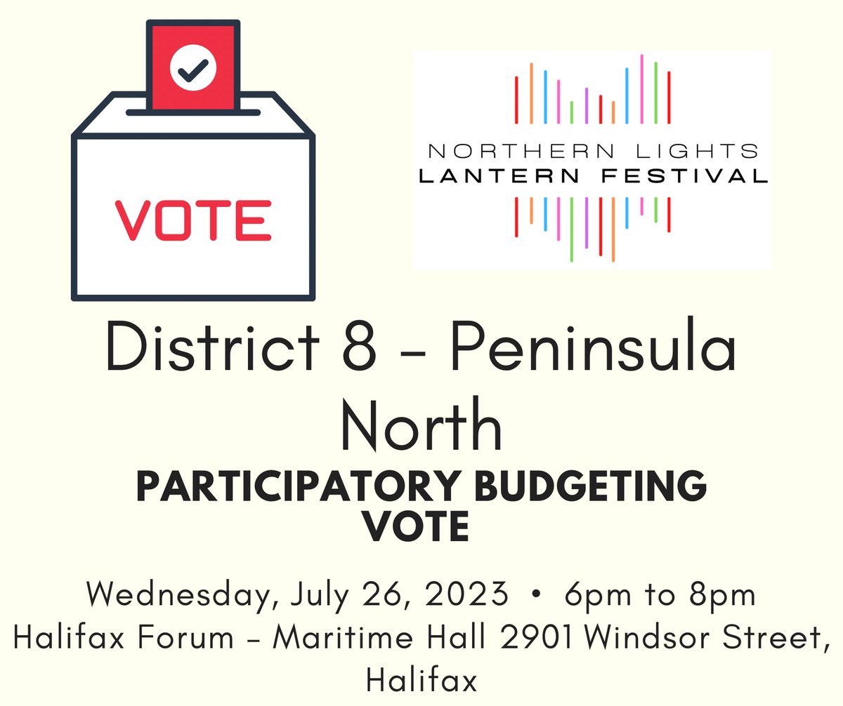 NLLFhfx's tweet photo. Do you live in District 8 - Peninsula North? If so, we need your help. Please come out and vote for our proposal this Wednesday at the Maritime Hall (2901 Windsor St) from 6-8pm at @LindellSmithHFX, Councillor District 8 - Peninsula North’s Participatory Budgeting vote night. 1/3 https://t.co/C1pTSjkrdG