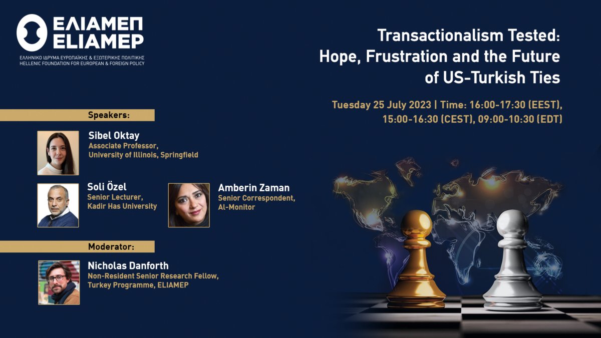 📣Stay tuned for tomorrow's online discussion: “Transactionalism Tested: Hope, Frustration and the Future of US-Turkish Ties”

👥Speakers
Sibel Oktay
Soli Özel
Amberin Zaman

Moderator:
<a href="/NicholasDanfort/">Nicholas Danforth</a> 

ℹ️ Find out more here: tinyurl.com/msaauw8f