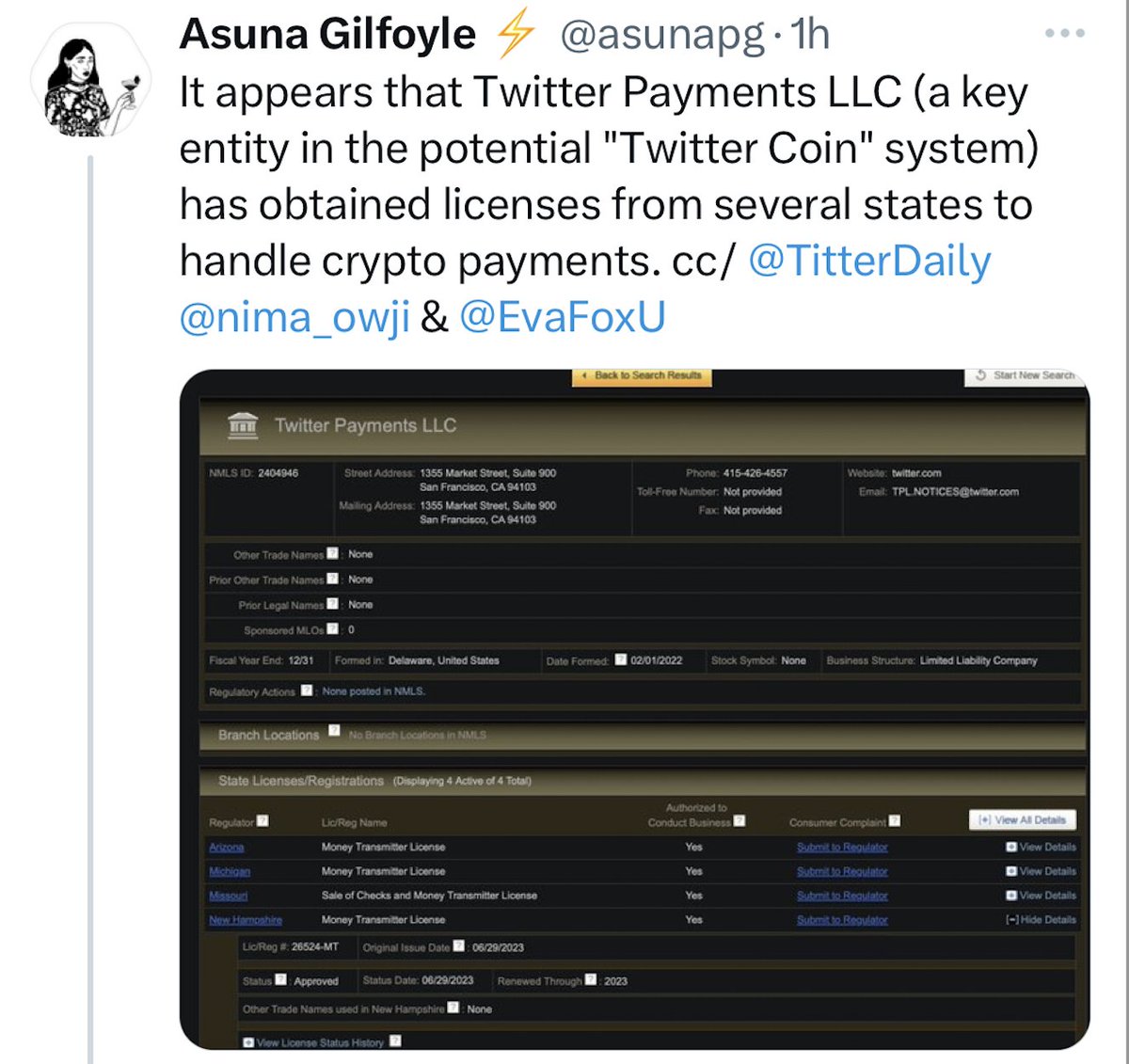 Alex Finn (@alexfinnx) on Twitter photo 🚨 BREAKING: Elon is building a crypto wallet for Twitter
The writing is on the walls. Crypto and NFTs are coming to Twitter in a big way
All 450 million users will be in the Web3 ecosystem in 2 years
If you're reading this, you're earlier than you can imagine
h//t <a href="/asunapg/">∆suna Gilfoyle</a> 🚨 BREAKING: Elon is building a crypto wallet for Twitter
The writing is on the walls. Crypto and NFTs are coming to Twitter in a big way
All 450 million users will be in the Web3 ecosystem in 2 years
If you're reading this, you're earlier than you can imagine
h//t <a href="/asunapg/">∆suna Gilfoyle</a>