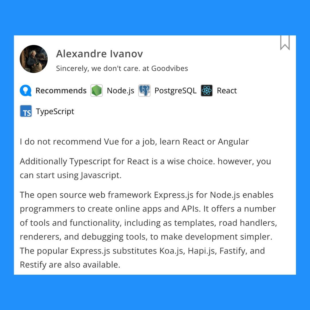 stackshareio's tweet image. #StackShare: @nodejs / @reactjs

Advice from Alexandre 

🔗 buff.ly/3DXeYjY