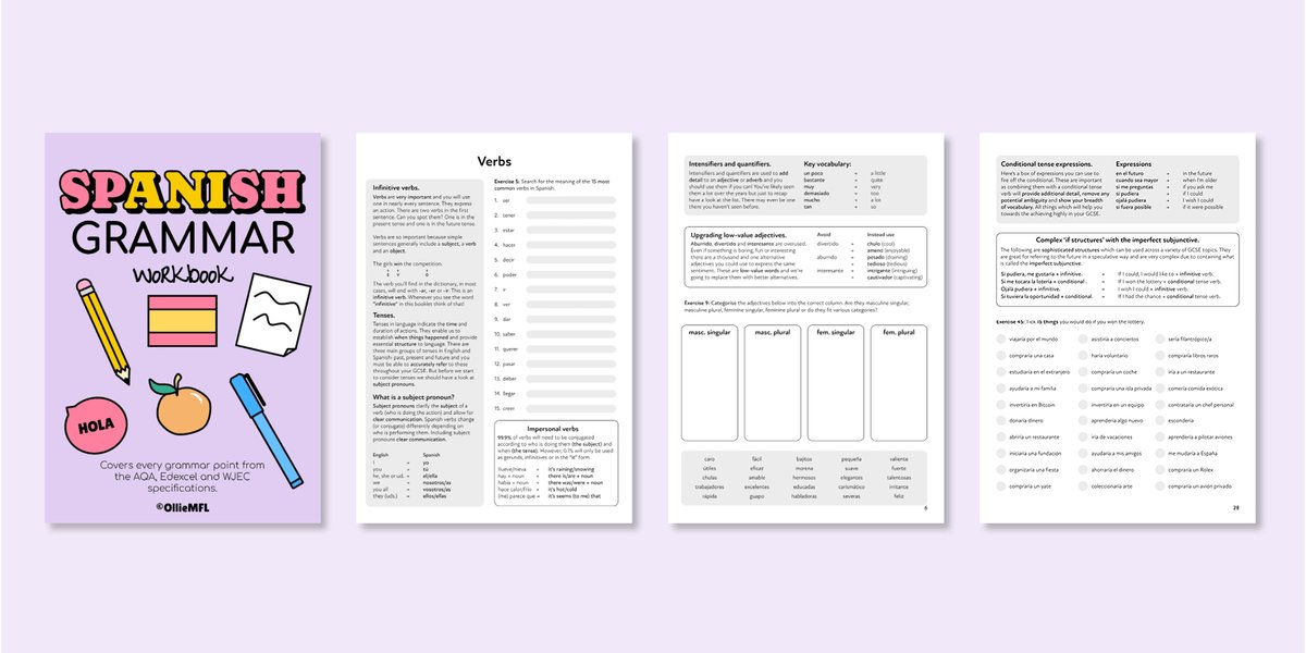 The updated grammar workbook is 99.99% done! It covers 𝐞𝐯𝐞𝐫𝐲 grammar point from the WJEC, AQA &amp; Edexcel specs and is 84 pages long! It's taken a month of solid work. I'm giving away 3 copies so RT if you'd like one (will announce winners on 26/07). 🇪🇸 #mfltwitterati
