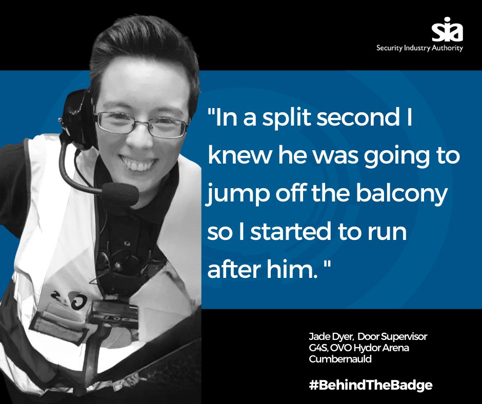 🙌 Today is International Security Officers’ Day. Jade Dyer from Cumbernauld, near Glasgow, saved a man’s life on the night of a Tom Grennan concert.

Jade's story >
thesiauk.wordpress.com/international-… 

#InternationalSecurityOfficersDay2023 #ISODay2023 #BehindTheBadge #BraveryBehindTheBadge