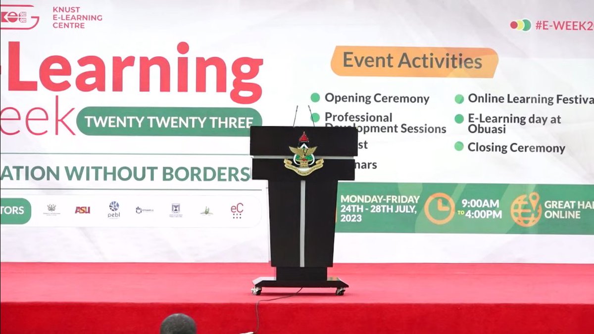 KNUST_Live's tweet photo. The opening ceremony of the 2nd edition of the E-learning Week celebration.
Prof. Mrs. Rita Akosua Dickson assists with the launch of the week's celebration.
#KNUSTLive | #EWeek23 https://t.co/oHJpXbEElK