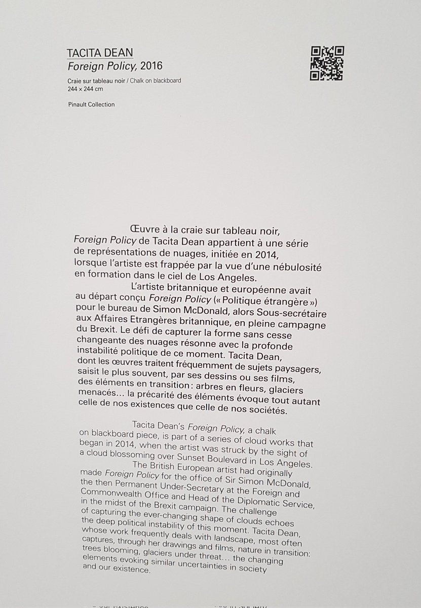 Hugo Shorter (@hugoshorter) on Twitter photo Delighted to see again Tacita Dean's evocative "Foreign Policy" at the Fondation Pinault. It took me right back to the Permanent Under Secretary's office, FCO, c. 2015.
<a href="/SimonMcDonaldUK/">Simon McDonald</a>
<a href="/FCDOGovUK/">Foreign, Commonwealth & Development Office</a>
<a href="/BourseCommerce/">Bourse de Commerce — Pinault Collection</a> Delighted to see again Tacita Dean's evocative "Foreign Policy" at the Fondation Pinault. It took me right back to the Permanent Under Secretary's office, FCO, c. 2015.
<a href="/SimonMcDonaldUK/">Simon McDonald</a>
<a href="/FCDOGovUK/">Foreign, Commonwealth & Development Office</a>
<a href="/BourseCommerce/">Bourse de Commerce — Pinault Collection</a>