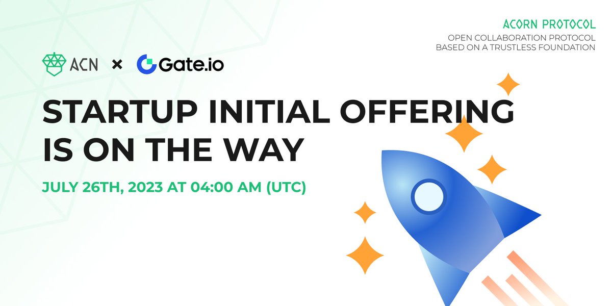 AcornProtocol's tweet image. Gate.io Startup will launch its next project, ACN(Acorn), on July 26th 2023 at 04:00 AM (UTC).

Participate in the events hosted by  Exchange to receive ACN airdrop rewards!

To Learn More: bit.ly/ACNGIS
