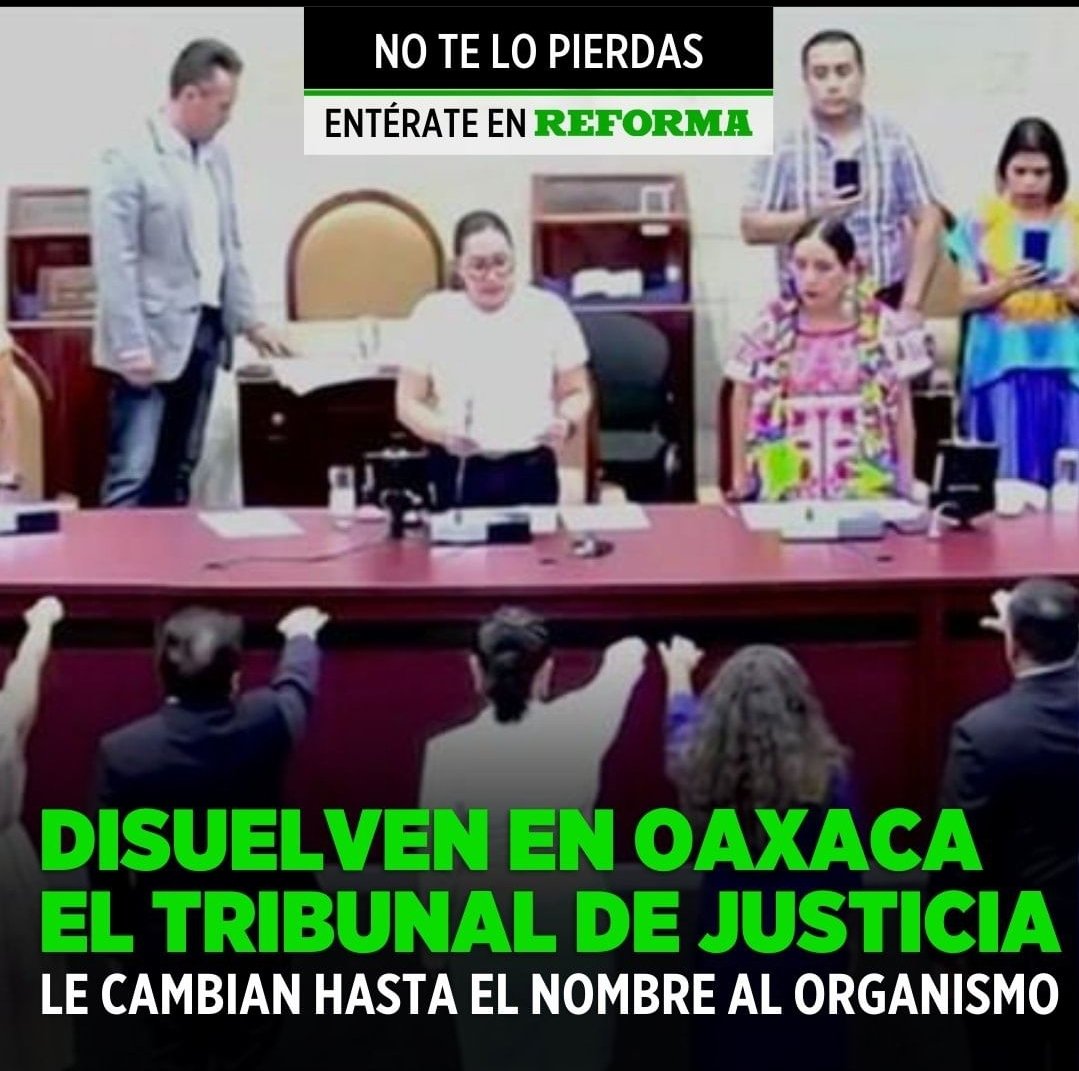 Esto es muy grave !!

Mientras nos distraemos con otras cosas.

👉 Morena está usando a Oaxaca como laboratorio de PRUEBAS de lo que planea hacer con la Suprema Corte de Justicia de la Nación ( SCJN )..

"LO QUE está pasando en Oaxaca debería preocuparle a todo México. 

A partir