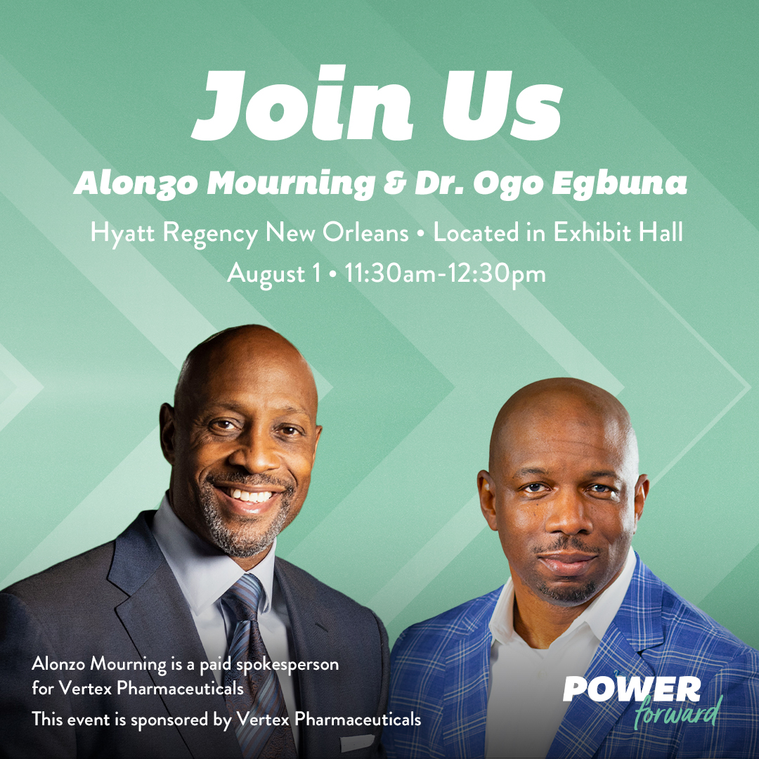 Power___Forward's tweet photo. Will you be at #NMA2023? Join 🏀 legend @iamzo33 and nephrologist Dr. Ogo Egbuna (Vertex VP of Clinical Development) for a conversation about APOL1-mediated kidney disease (AMKD) and the importance of open conversations between physicians and patients. https://t.co/ftfL0RXN5j